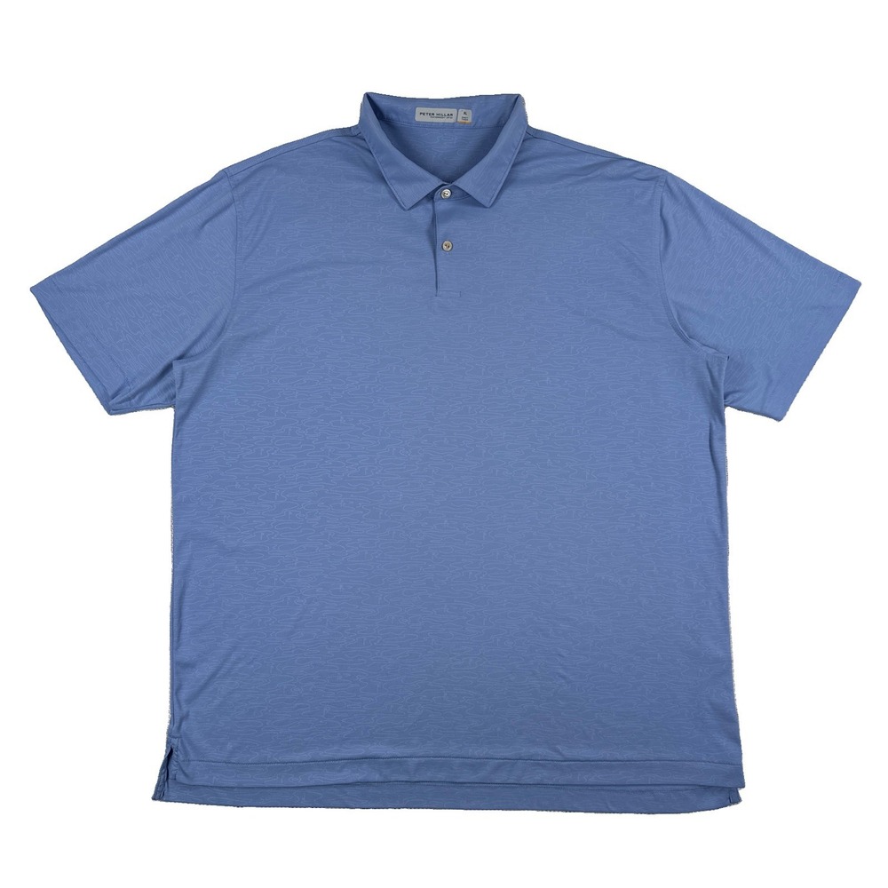 Peter Millar Featherweight Golf Polo Shirt Men's XL Blue UPF 50+ Putting Green